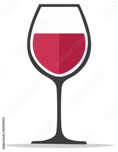 Vector illustration of a glass of red wine. Stylized flat design icon for menu or party.