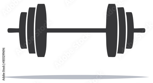 Single Barbell Weightlifting Equipment for Exercise in Black and White Graphic Illustration