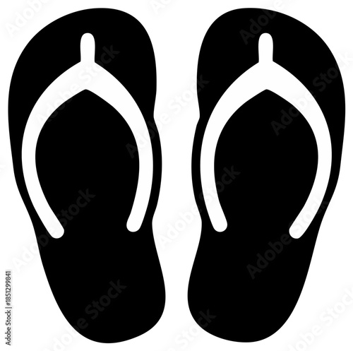 Pair of Black Flip Flops with White Straps