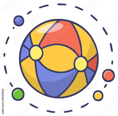 Colorful Beach Ball Orb with Small Planet Companions