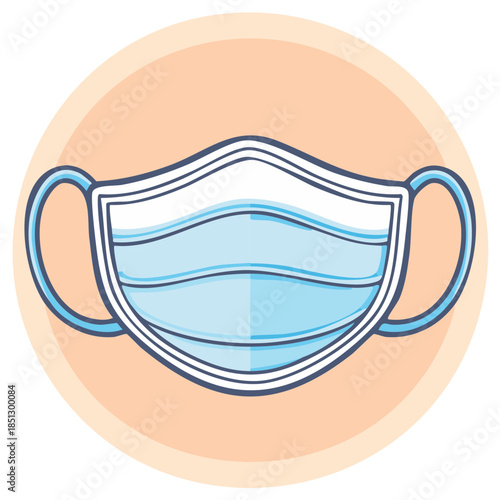 Simple medical face mask icon with ear loops illustration in cartoon style