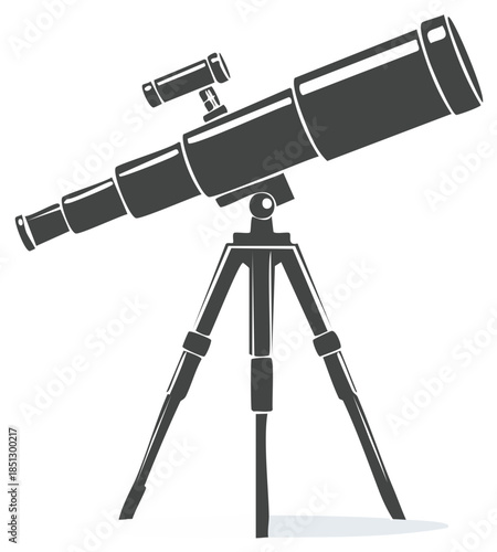 Telescope vector illustration on tripod stargazing equipment with optical lens for astronomy and science