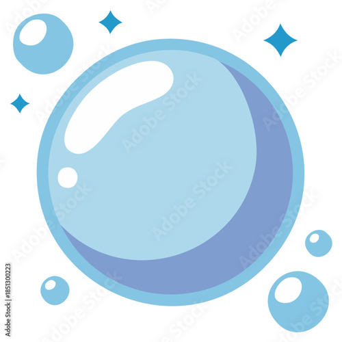 Shiny Blue Soap Bubbles Floating with Sparkles