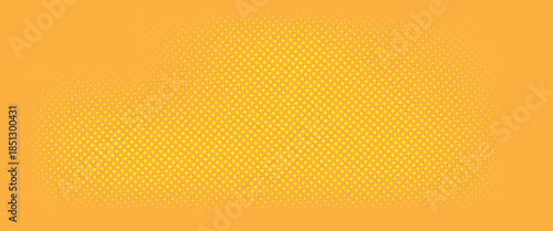 Yellow orange halftone pattern. Retro comic gradient background. Square pixilated dot cartoon texture. Pop art faded gradient pattern. Vector backdrop. vector