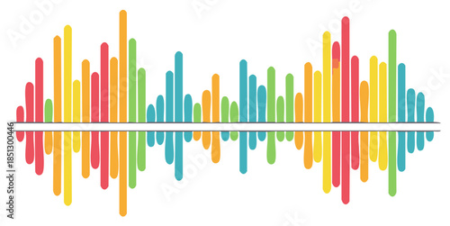 Colorful sound wave graphic with reflection, abstract design