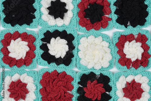Colorful Crochet Granny Squares Background