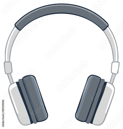 Stylish modern over ear headphones with plush earcups and padded headband for music listening