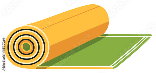 Rolled yoga mat illustration graphic for exercise meditation and sport