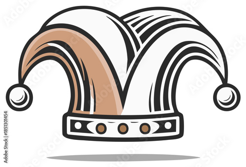 Medieval jester hat or joker fool's cap vector icon illustration