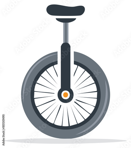 Minimalist unicycle illustration single wheel balancing vehicle graphic for entertainment and sport