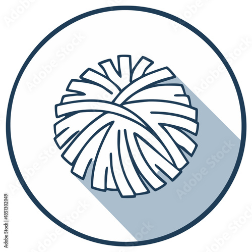 Line Art Cheerleading Pom Pom within Circle Shape and Long Shadow