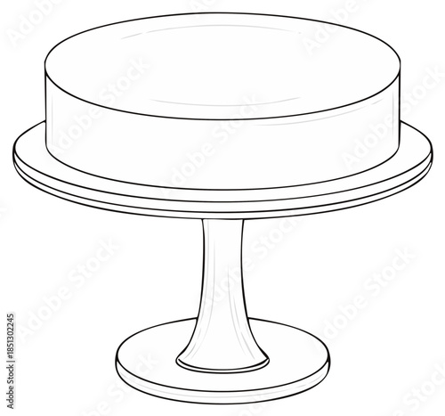 Vector outline of a plain round celebration cake on a classic display pedestal stand