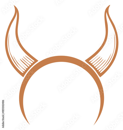 Cartoon Horns Headband, Devil or Bull Style Headwear Illustration