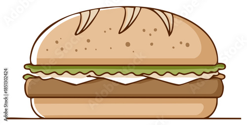 Delicious Sandwich with Lettuce and Cheese Illustration for Food and Fast Food Concepts