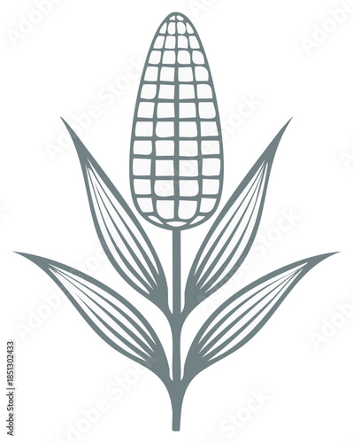 Minimalist corn stalk line art illustration stylized agricultural plant icon for harvest and farm themes