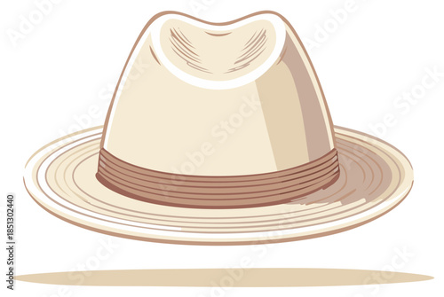 Classic Light Colored Fedora Hat with Brown Band Accent
