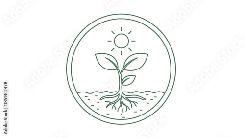 Hand drawn vector illustration of a green plant leaf with water drops representing eco growth and natural spring care concept as a floral nature sign or icon