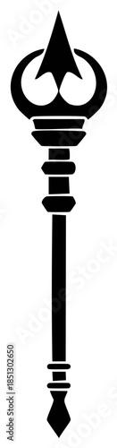 Ornate Staff with Arrowhead Finial Symbolic Power Magical Artifact