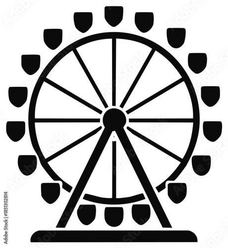 Classic Ferris wheel ride icon representing amusement parks and carnival entertainment silhouette
