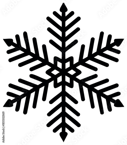 Graphic Black Snowflake Single Vector Illustration Winter Season Icon