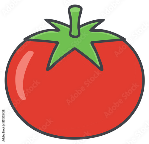 Vibrant Red Tomato Simple Illustration Fresh Vegetable Cartoon Design