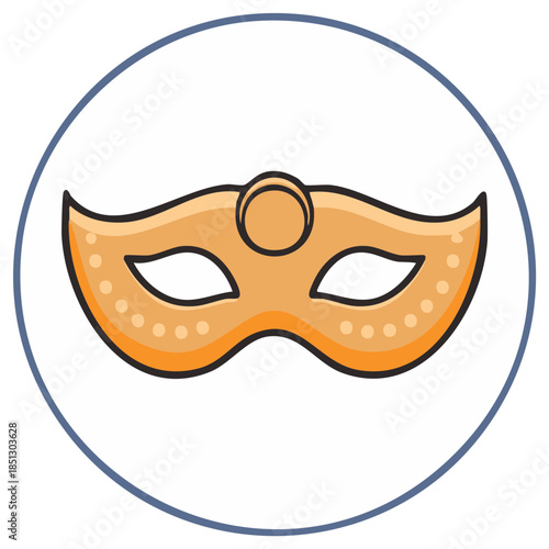 Golden Masquerade Mask Icon. Festive Carnival Masquerade Party Celebration Symbol.
