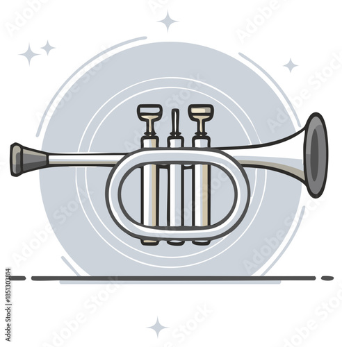 Classic silver trumpet musical instrument vector illustration