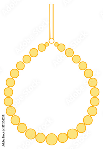 Stylized Golden Pearls Necklace with Hanging Loop