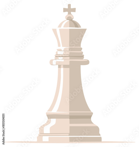 Elegant white chess king piece isolated graphic illustration for strategy challenge and leadership