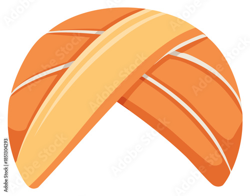 Cartoon Illustration of a Traditional Sikh Turban