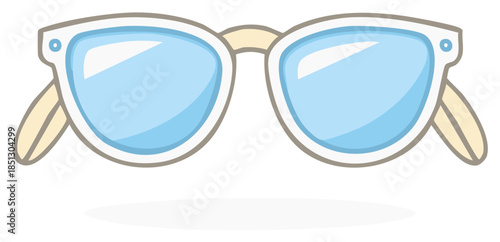 Illustration of Stylish Sunglasses, Blue Tinted Lenses, Vector Design