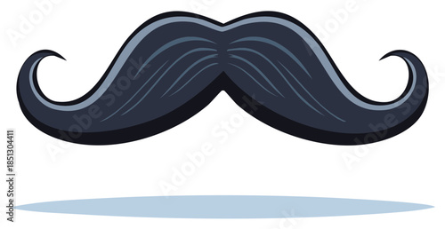 Stylized dark handlebar mustache with curled ends and shadow