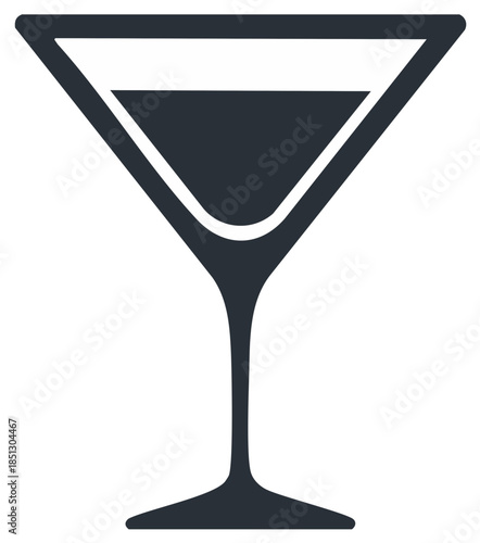 Dark martini glass icon with liquid filling the bowl