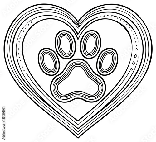 Heart Shaped Paw Print - Animal Lover Symbol