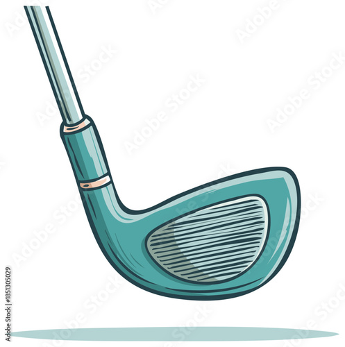 Isolated teal golf club. Sporting equipment. Illustration for golf themed concepts.