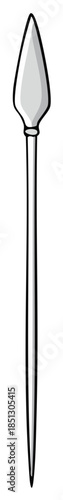 Bold outline cartoon drawing of a traditional spear with a sharp point, ancient hunting weapon icon