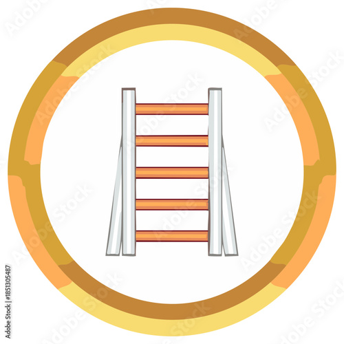Simple stepladder cartoon icon inside a yellow and orange circle symbol