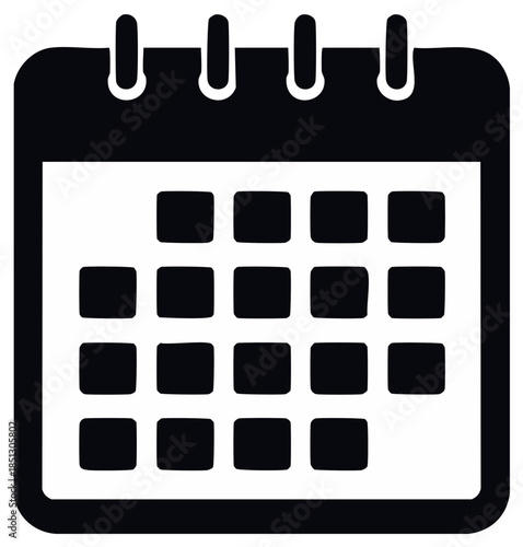 Simple Black and White Calendar Icon Appointment Schedule Organizer Planning