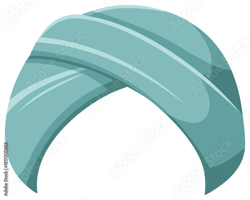 Traditional light blue turban headdress or pagri headwrap illustration