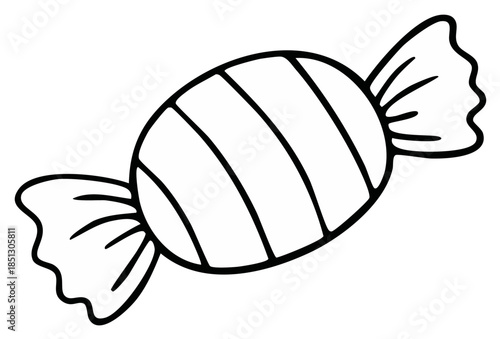 Wrapped candy illustration, monochrome design