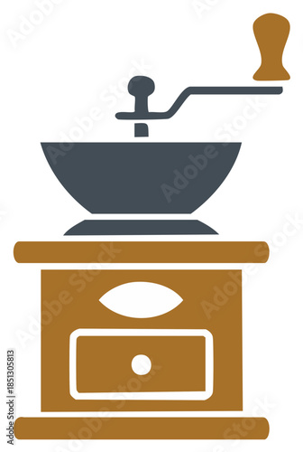 Vintage Manual Coffee Grinder Icon Illustration for Fresh Bean Preparation