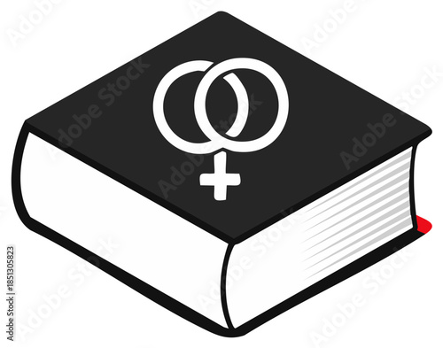 Gender Studies Book with Overlapping Venus Symbols on Cover Icon for Education Materials