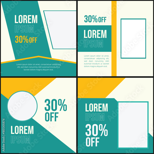 Trendy social media post banner template. Set of Editable square banner template design. Modern engaging banner with abstract circle elements. Square carousel post template for all social platforms.