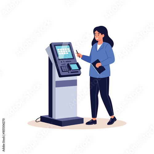 Person using a digital kiosk for information or payment