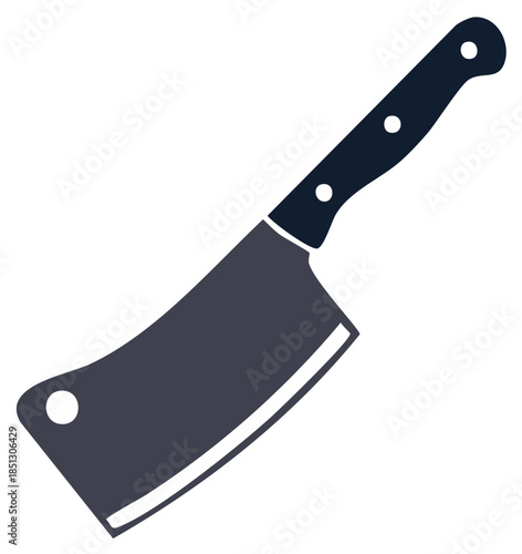 Butcher meat cleaver knife flat vector icon for kitchen and cooking