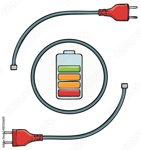 Colorful Battery Charge Indicator with Circular Power Cable Graphic