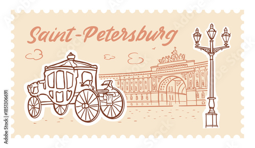 The Winter Palace in St. Petersburg. Palace Square, a landmark.