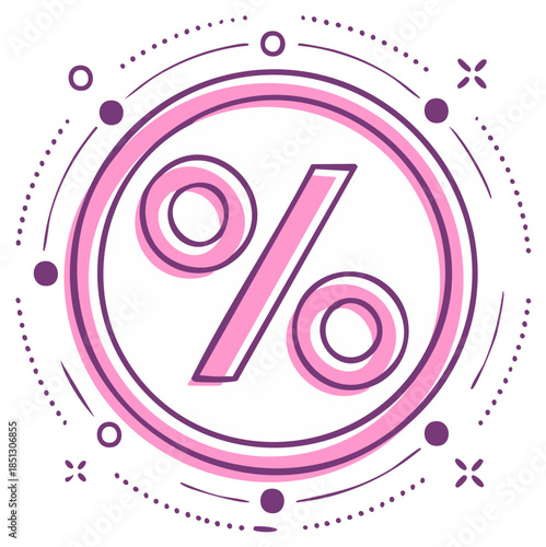 Sale Offer and Discount Percent Symbol Icon in a Modern Line Art Style