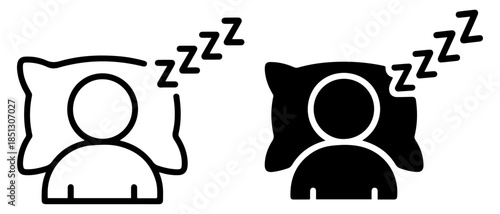 sleeping people bed icon set