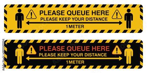 please queue here floor sign set